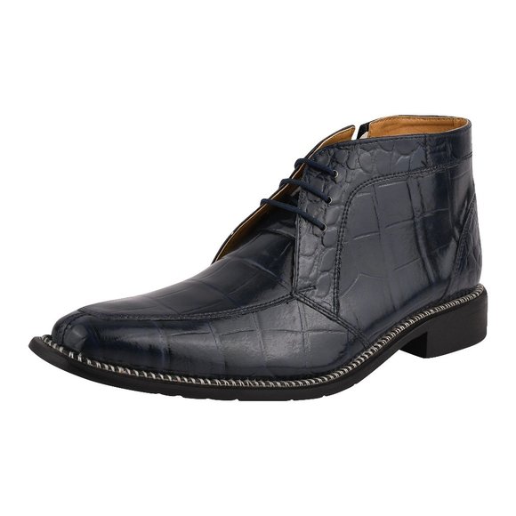 LIBERTYZENO Navy Man Made Lace-Up Boots Navy - Picture 1 of 9